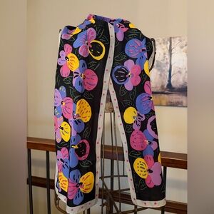 Ken Done Authentic Signed Artistic Bold Floral Patterned Scarf Vibrant Colors